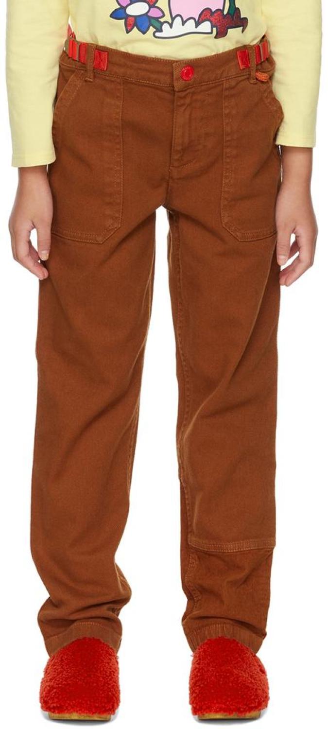Kids Orange Paneled Cargo Pants