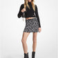 Animal Print Stretch Crepe Belted Mini Skirt