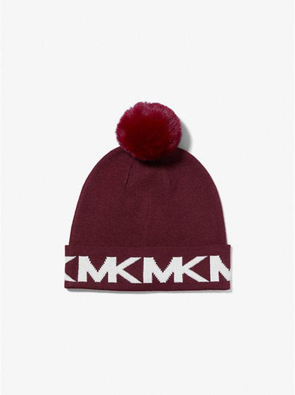 Logo Intarsia Knit Beanie and Scarf Set