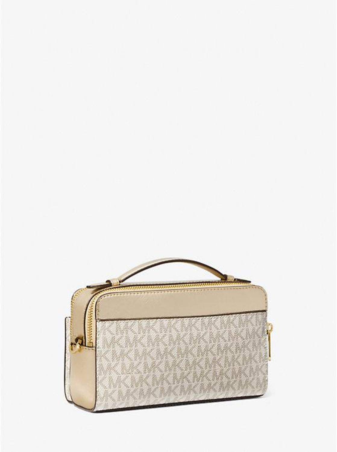 Jet Set Medium Signature Logo and Patent Double-Zip Crossbody Bag