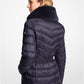 Faux Fur Trim Quilted Nylon Packable Puffer Jacket