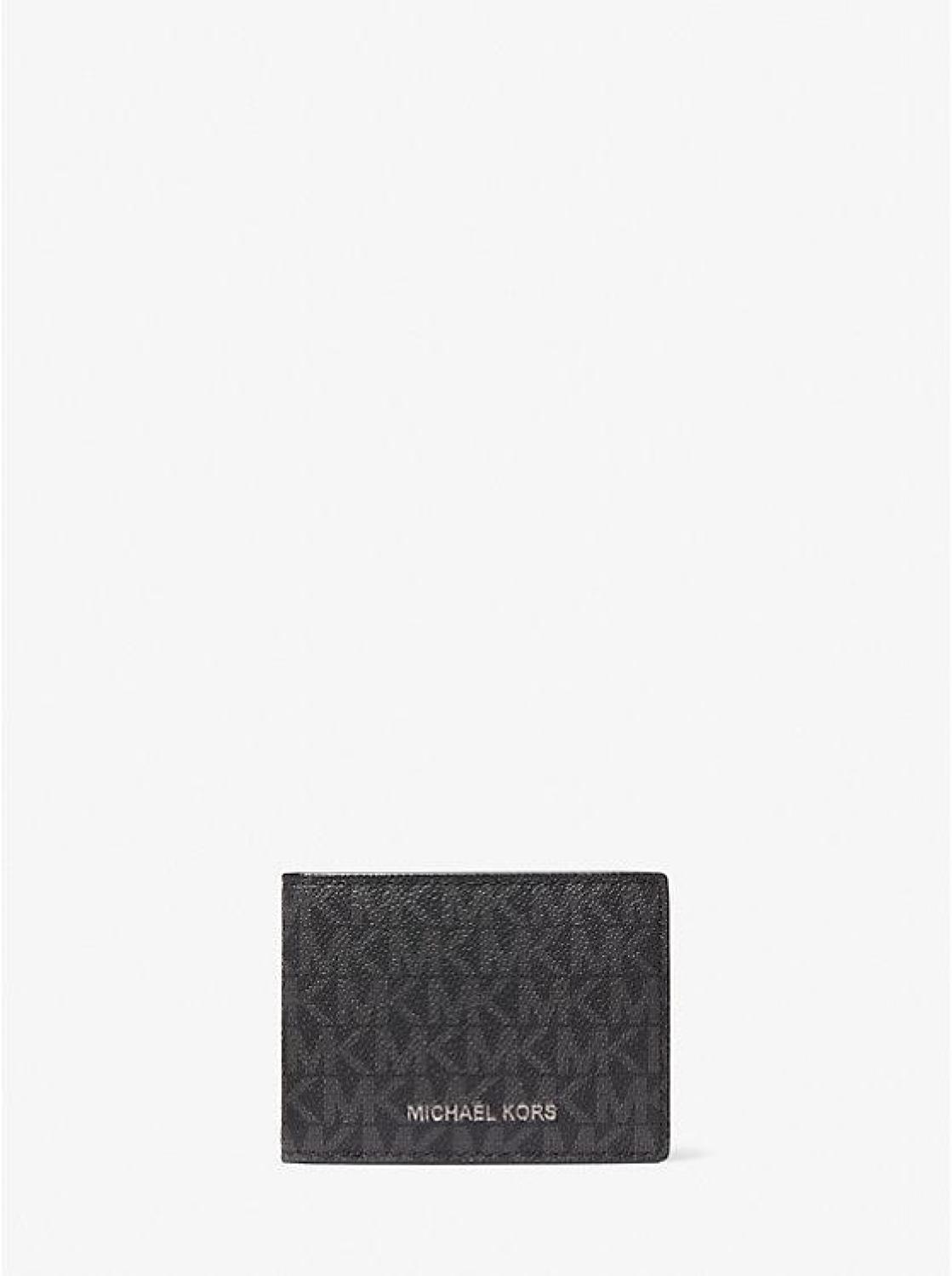Logo and Faux Leather Stripe Wallet With Passcase Gift Set