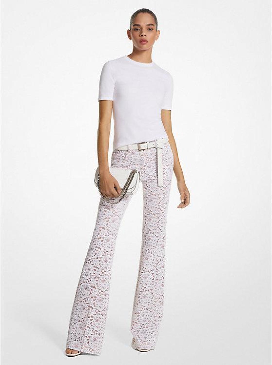 Floral Corded Lace Flared Jeans