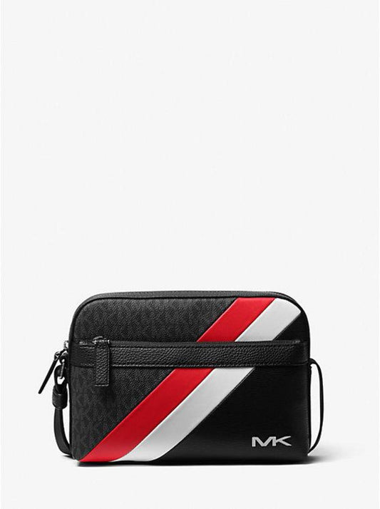 Cooper Logo Stripe and Faux Leather Crossbody Bag
