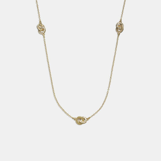 Coach Outlet Interlocking Open Circle Pearl Long Station Necklace