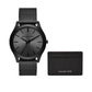 Men's Runway Three-Hand Black Stainless Steel Mesh Watch 44mm and Wallet Gift Set