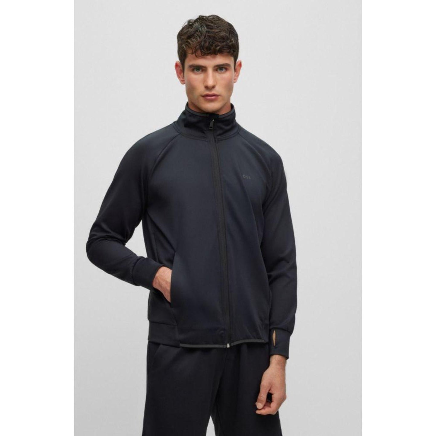 Zip-up sweatshirt in active-stretch fabric
