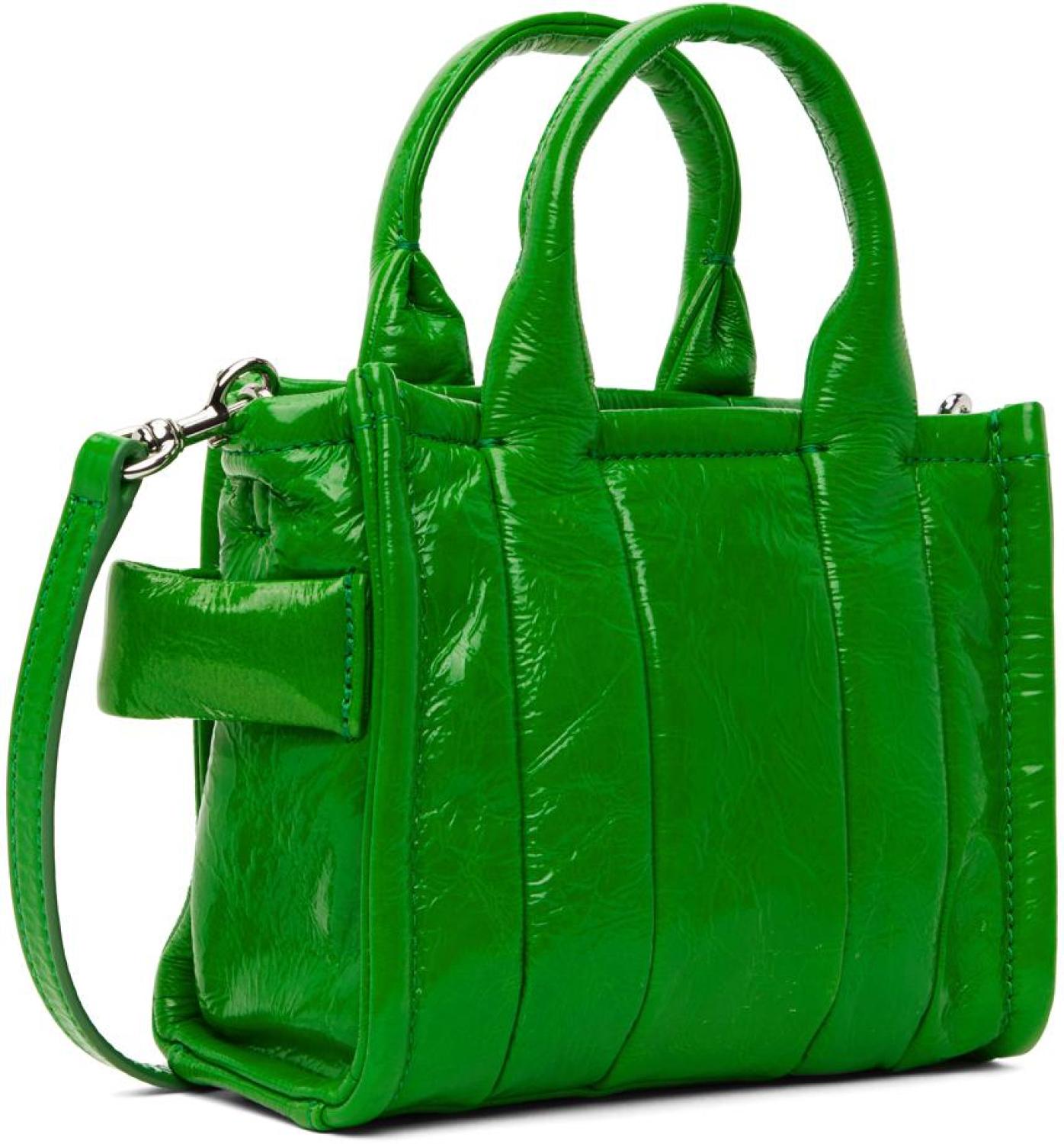 Green 'The Shiny Crinkle Mini' Tote