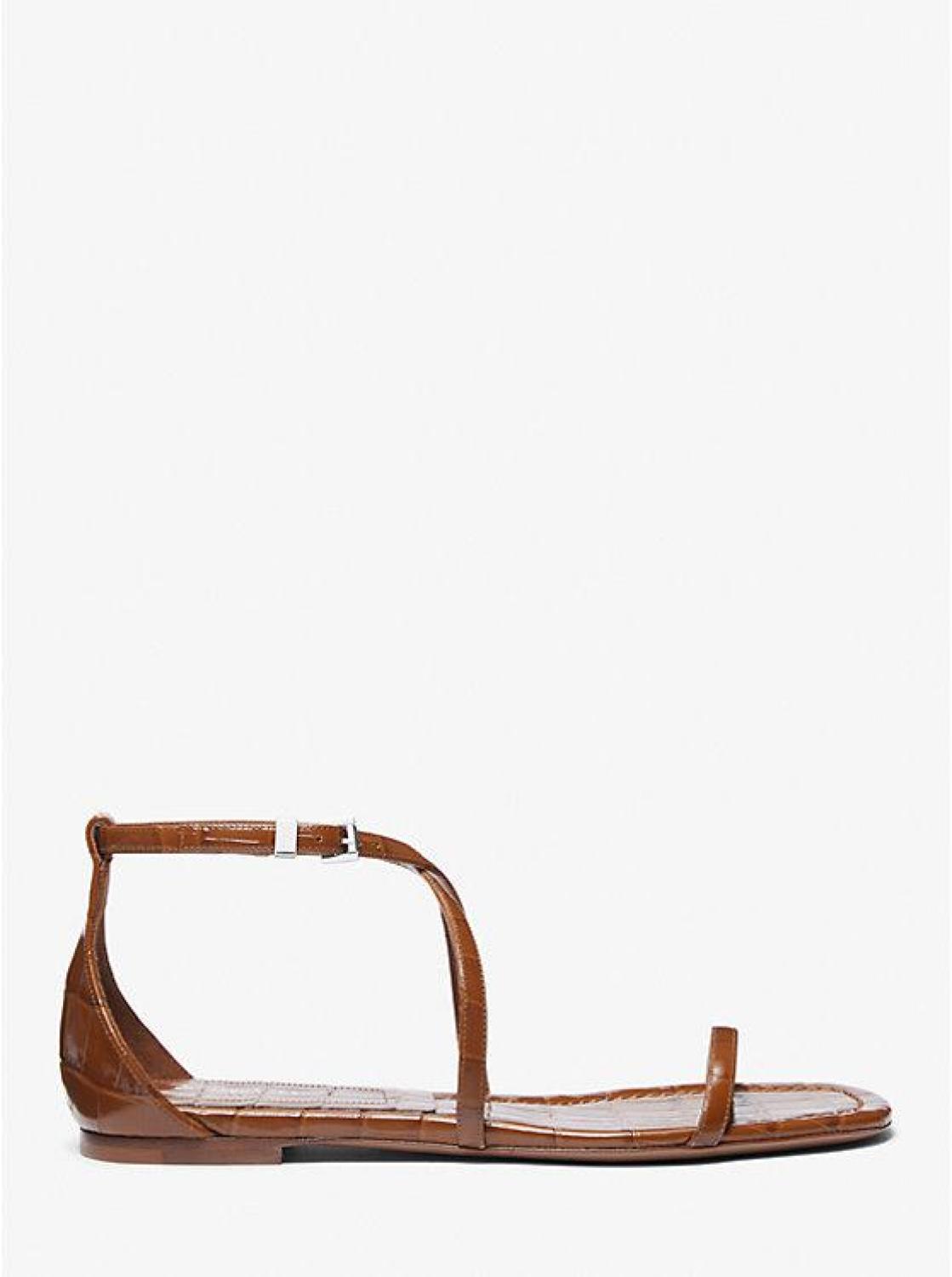 Polly Crocodile Embossed Leather Sandal