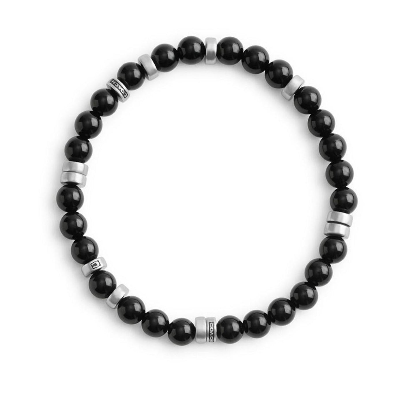 Men's Sterling Silver Signature Onyx Bead Stretch Bracelet