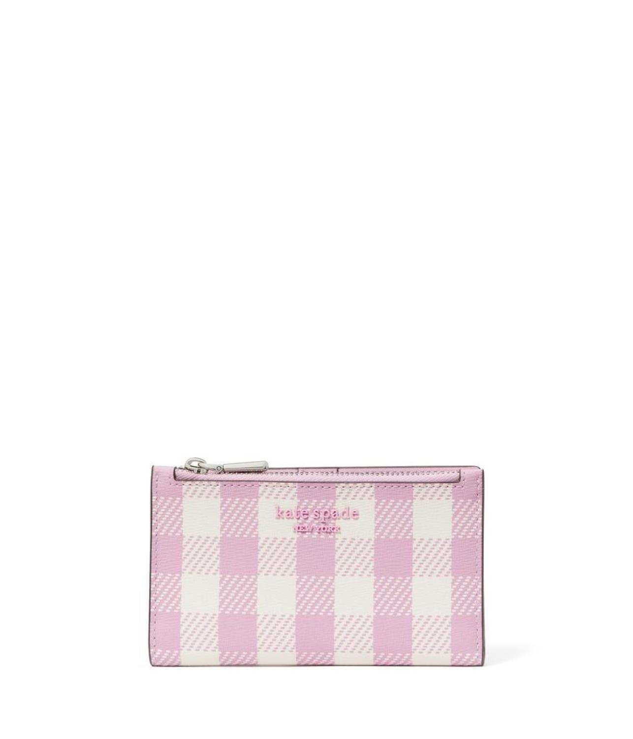 Morgan Gingham Field Printed Pvc Small Slim Bifold Wallet