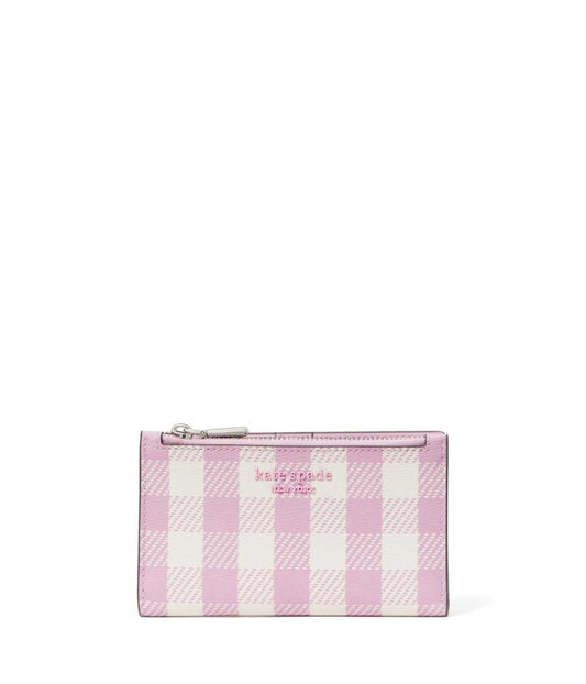 Morgan Gingham Field Printed Pvc Small Slim Bifold Wallet