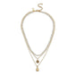 Faux Stone Signature Imitation Pearl Layered Necklace