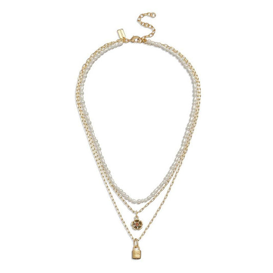 Faux Stone Signature Imitation Pearl Layered Necklace