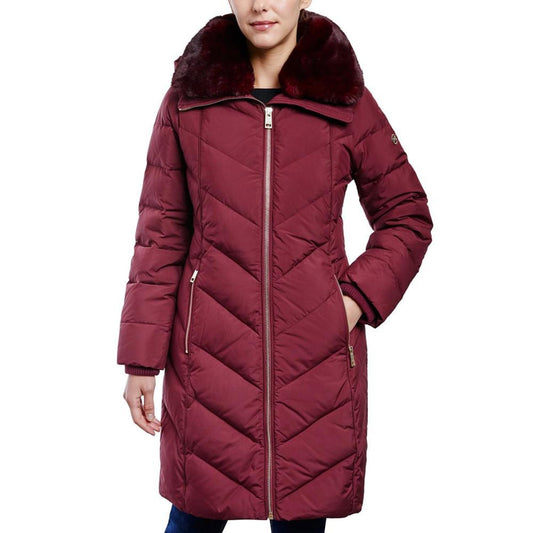 Women's Faux-Fur-Collar Hooded Down Puffer Coat
