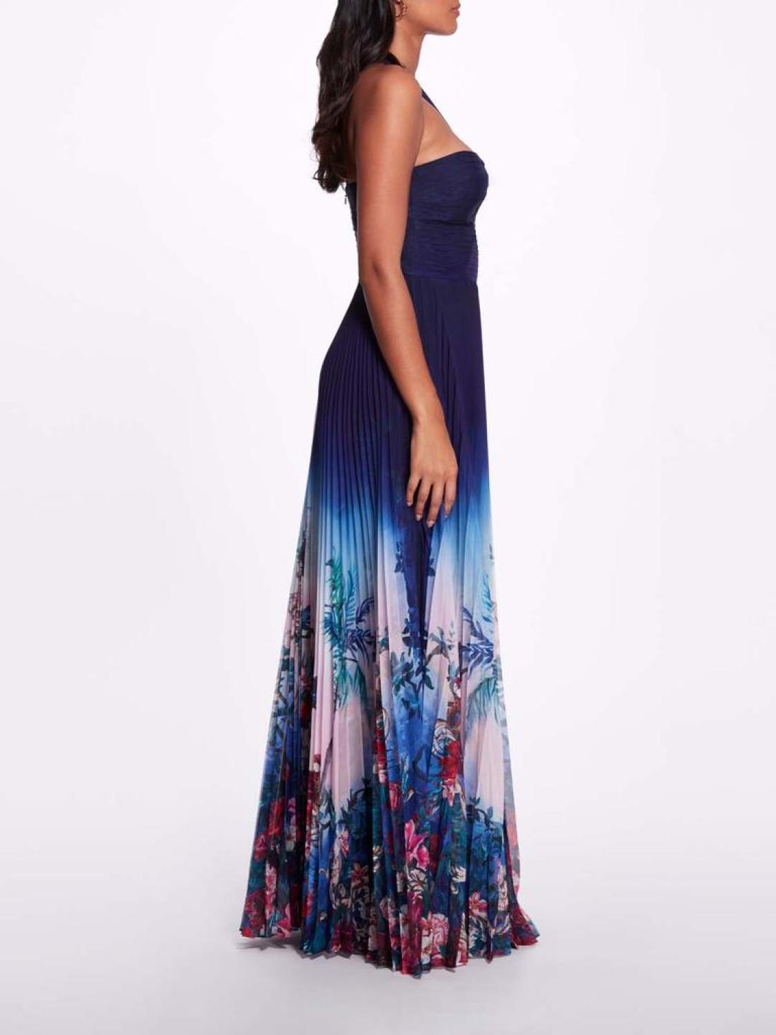 Halter Ombre Floral Gown
