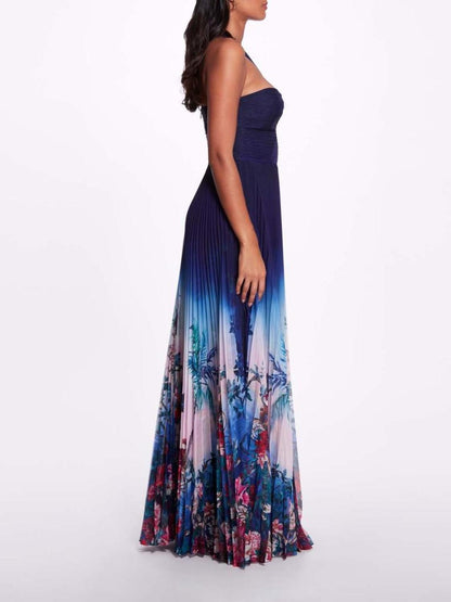 Halter Ombre Floral Gown
