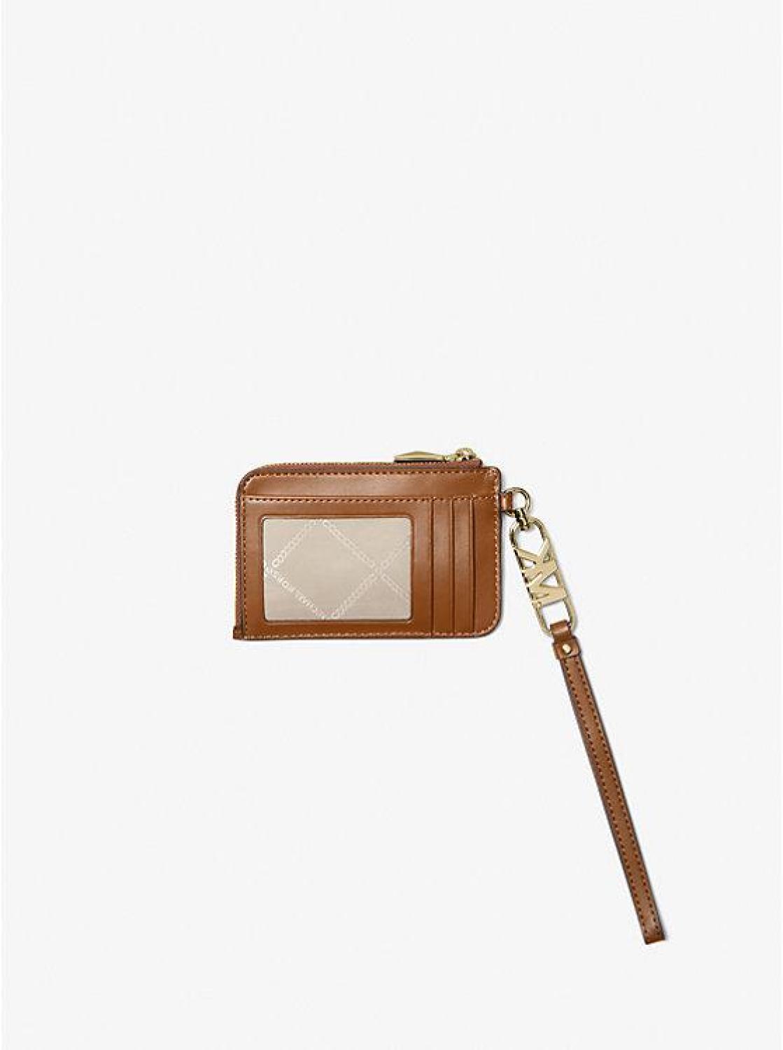 Small Crocodile Embossed Leather Zip Card Case