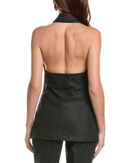 Michael Kors Collection Halter Two Button Wool-Blend Vest