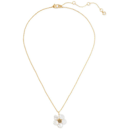 Gold-Tone Freshwater Pearl (8-9mm) Flower Pendant Necklace, 16" + 3" extender