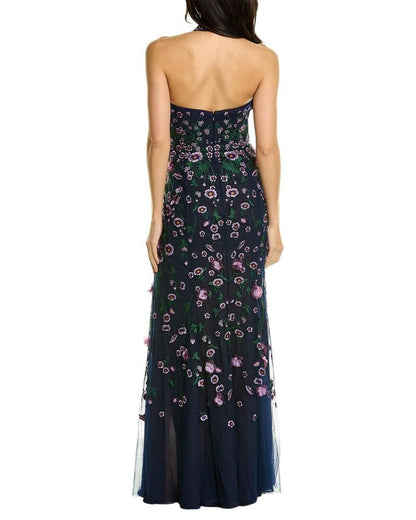 Marchesa Notte Floral Embroidered Gown