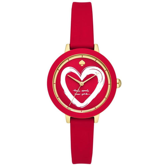 Women's Park Row Three Hand Red Silicone Watch 34mm