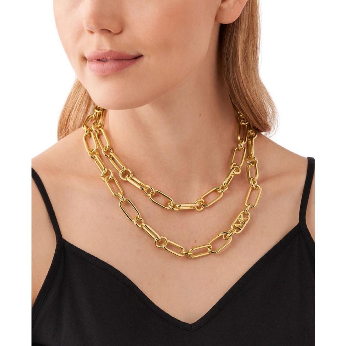 14K Gold Plated Empire Chain Double Layer Necklace