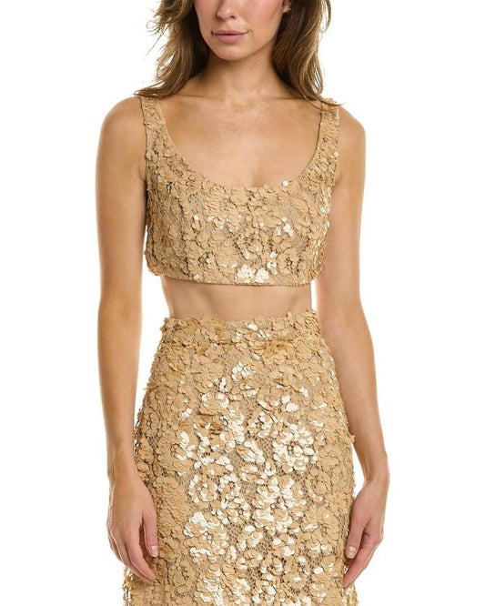 Michael Kors Floral Lace Cropped Tank