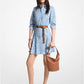 Zebra Print Stretch Cotton Poplin Shirtdress