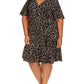 Plus Womens Faux Wrap Knee-Length Mini Dress
