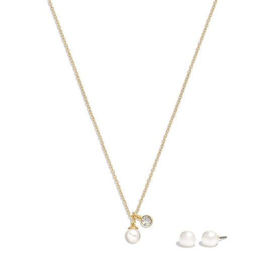 Cubic Zirconia Imitation Pearl Jewelry Set
