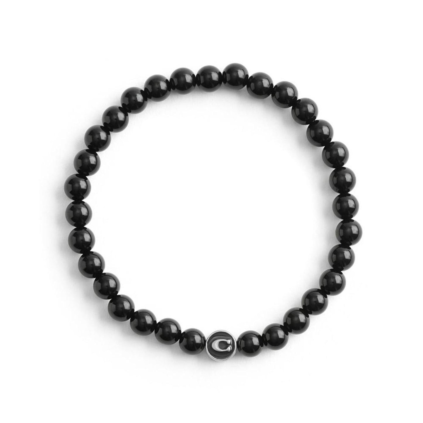 Men's Sterling Silver Signature Onyx Bead Stretch Bracelet
