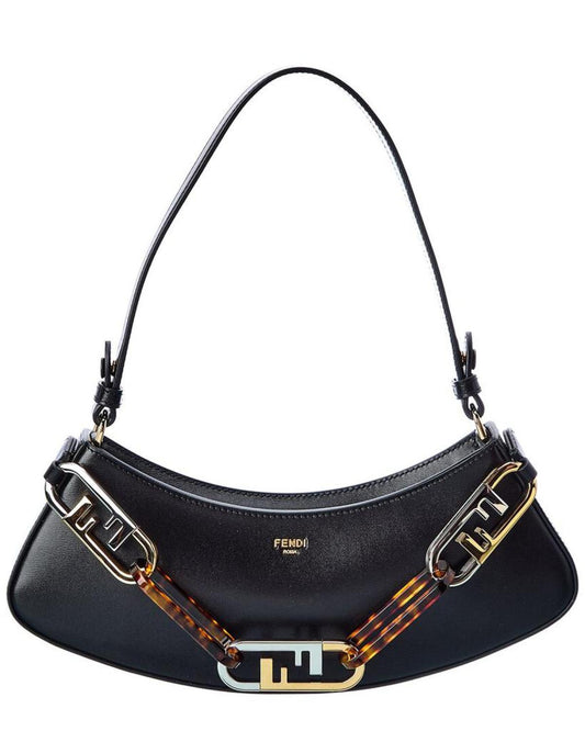 FENDI O'Lock Swing Leather Shoulder Bag