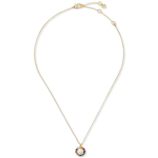 Candy Shop Imitation Pearl Halo Pendant Necklace, 17" + 3" extender