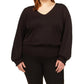 Plus Size Solid Long Sleeve Smocked Top