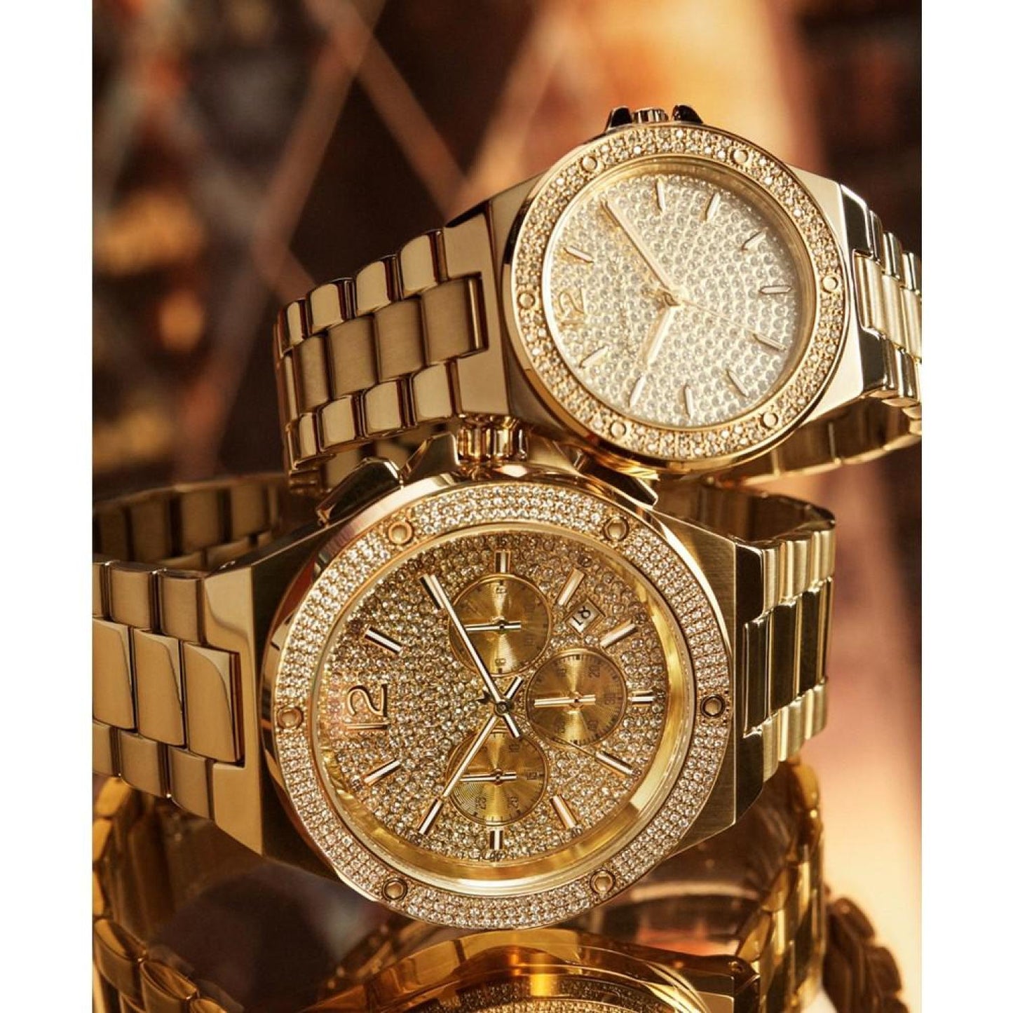 Men's and Women's Lennox Gold-Tone Stainless Steel Bracelet Watch Set, 2 Pieces
