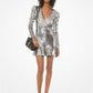 Sequined Ruched-Sleeve Dress
