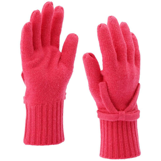 Women's Bow Knit Wool Gloves