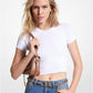Ribbed Stretch Viscose Cropped T-Shirt