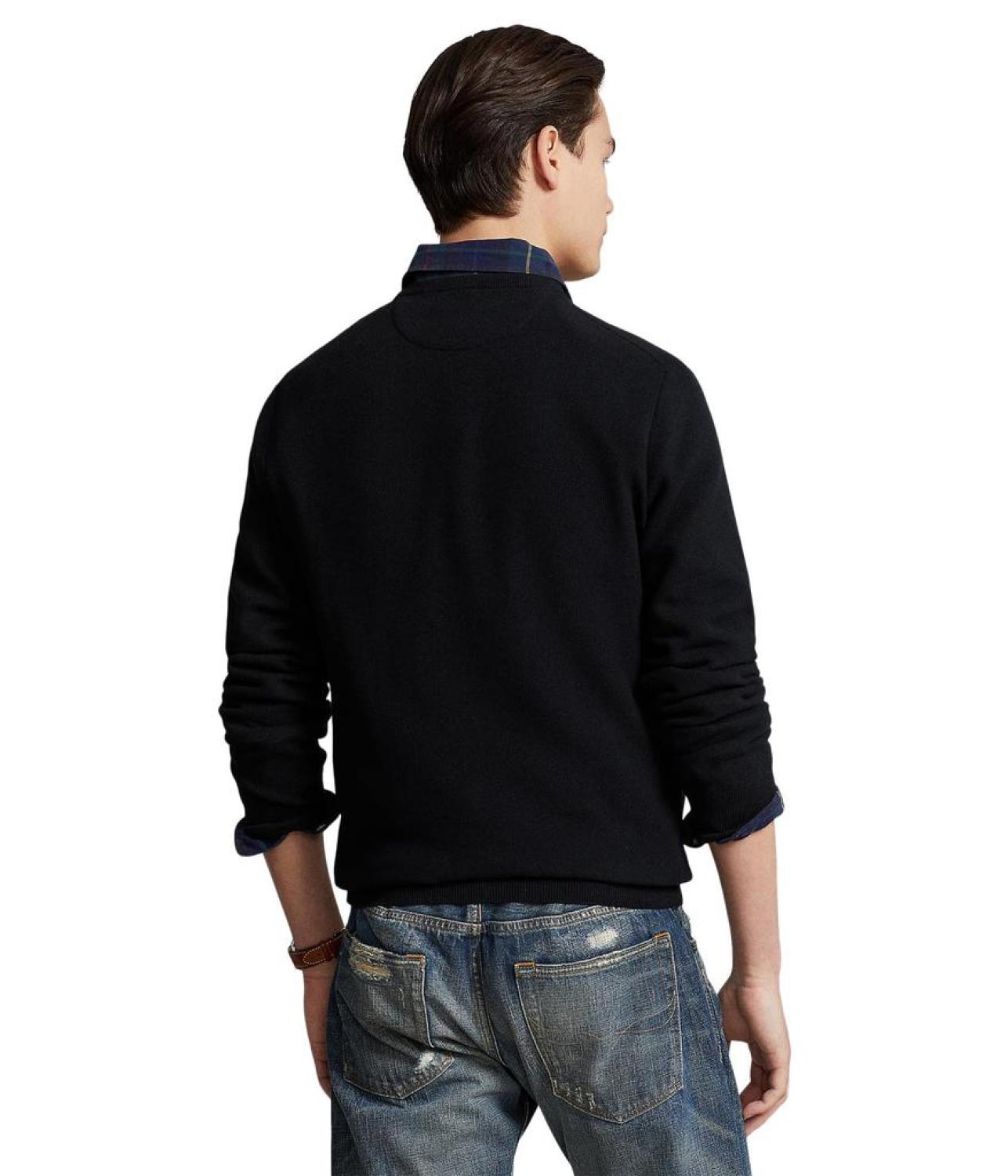 Textured Cotton Crew Neck Sweater