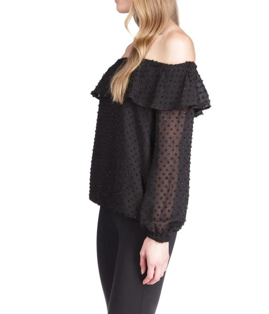 Clip Chiffon Off Shoulder Top