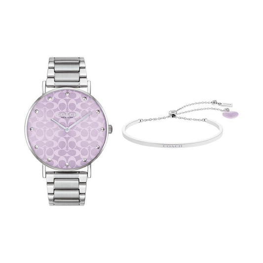 Women's Perry Quartz Silver-Tone Stainless Steel Watch and Bracelet Gift Set 36mm