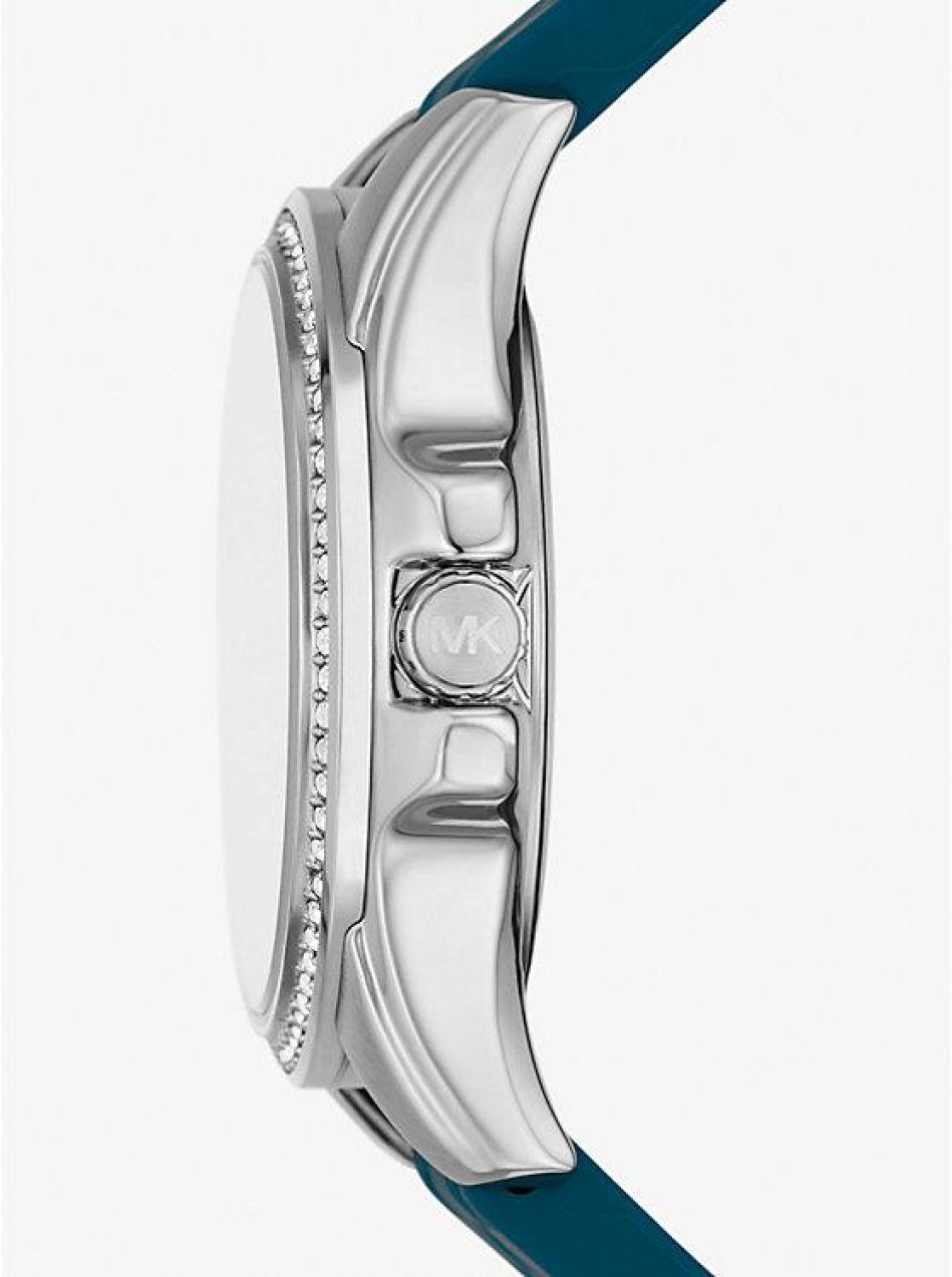 Mini Pilot Pavé Silver-Tone and Logo Silicone Watch