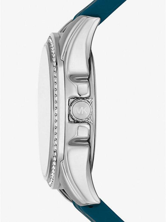 Mini Pilot Pavé Silver-Tone and Logo Silicone Watch