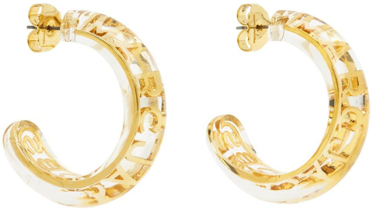 Transparent & Gold Monogram Hoop Earrings