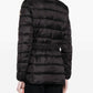Faux Fur Collar Belted Lightweight Down Puffer Coat In Black