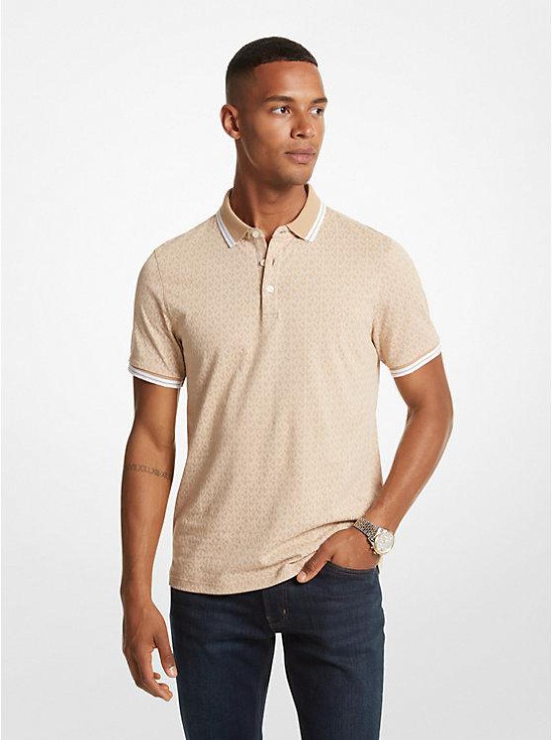 Greenwich Logo Print Cotton Jersey Polo Shirt