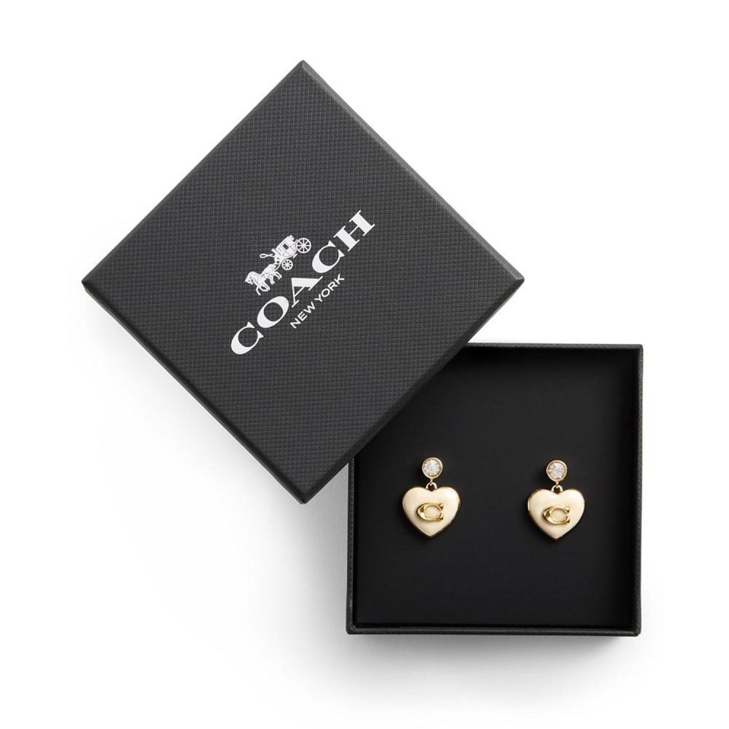 Faux Stone Signature Heart Drop Boxed Earrings