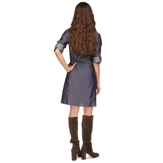 Women's Ruched-Front Roll-Tab-Sleeve Shirtdress