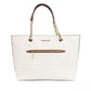Michael Kors Jet Set Medium ivory Signature PVC Front Zip Chain Tote Bag Women's Purse
